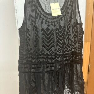 Lucky Brand Black Sheer Sleeveless Top